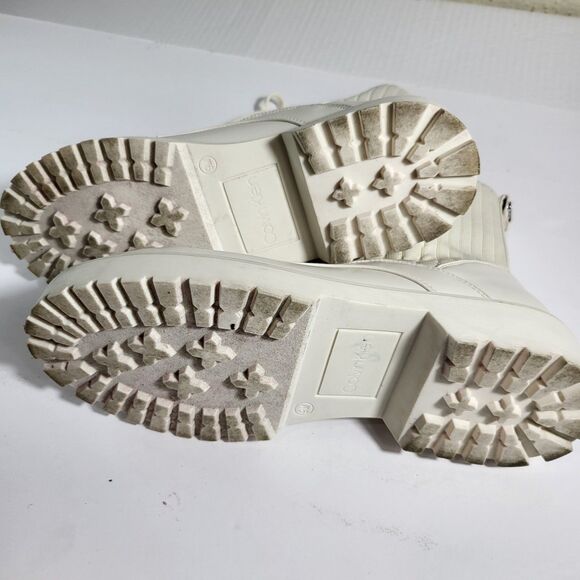 Calvin Klein Samica Lace-Up Quilted Lug Sole Combat Booties Ivory 9M MSRP $189 - Picture 9 of 9